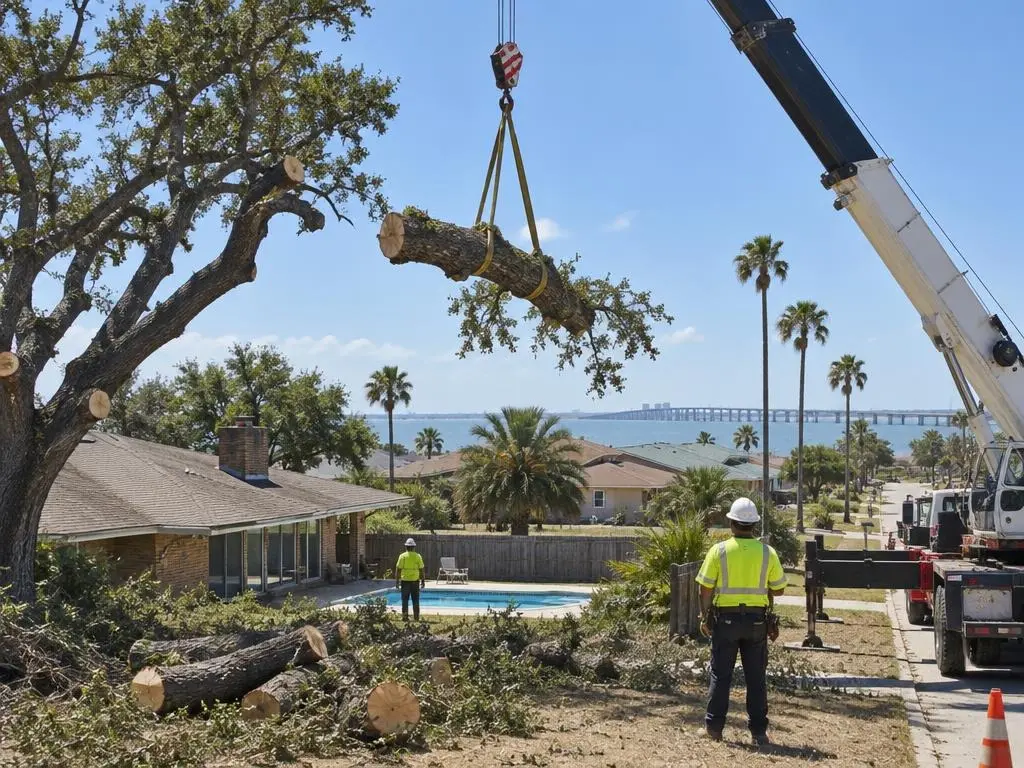 Crane-Assisted Tree Removal in Corpus Christi, TX